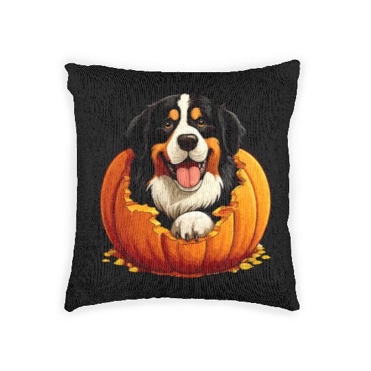 Halloween Bernese Mountain Dog Woven Pillows
