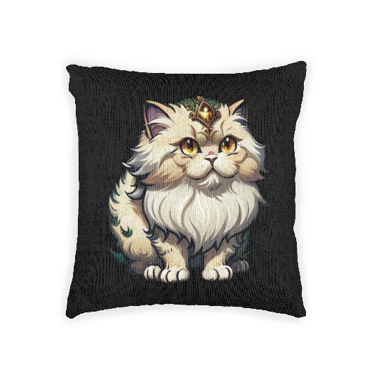 The Prince of Persian cat Woven Pillows