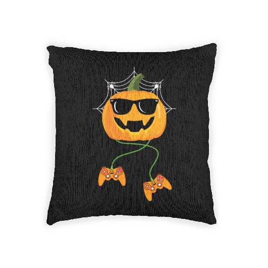 Halloween Jack O Lantern Gamer Boys Kids Men Woven Pillows