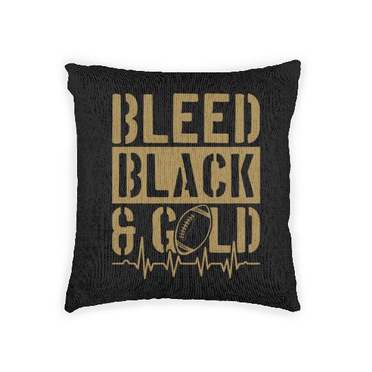 Bleed Black and Gold Group School Football Sports Woven Pillows