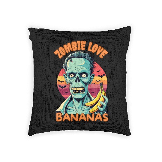 Zombie Love Bananas Halloween Woven Pillows