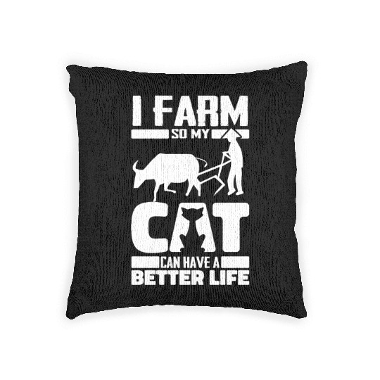 Farming Farmer Cat Woven Pillows