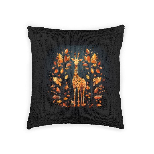 Giraffe in Autum Design Woven Pillows