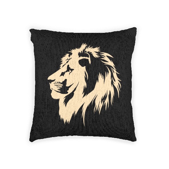 Lion Portrait (sand) Woven Pillows