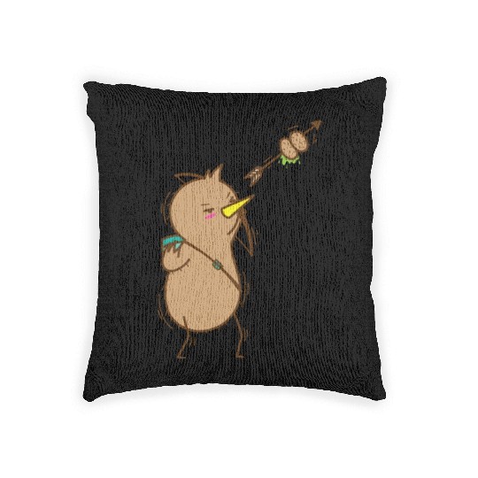 Kiwi with Bow and Arrow Bird and Fruit Woven Pillows