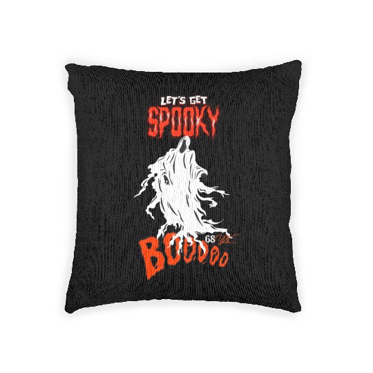 Spooky boo halloween ghost Woven Pillows