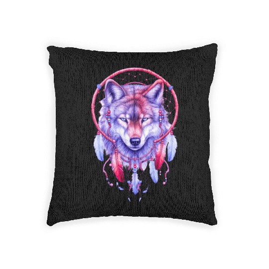 Whimsical Wilderness Wolf Woven Pillows