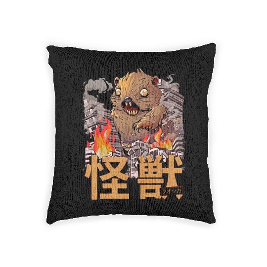 Kaiju Quokka Japanese Anime Monster Woven Pillows