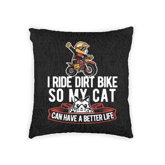 Dirt Bike Mx Motocross Supermoto Cat Woven Pillows