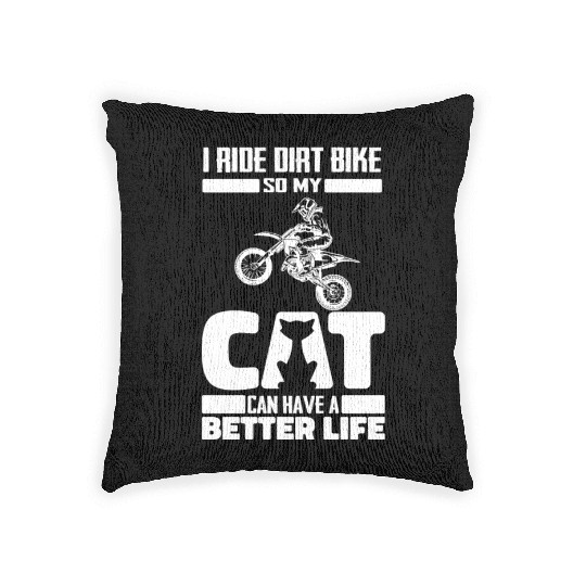 Dirt Bike Mx Motocross Supermoto Cat Woven Pillows