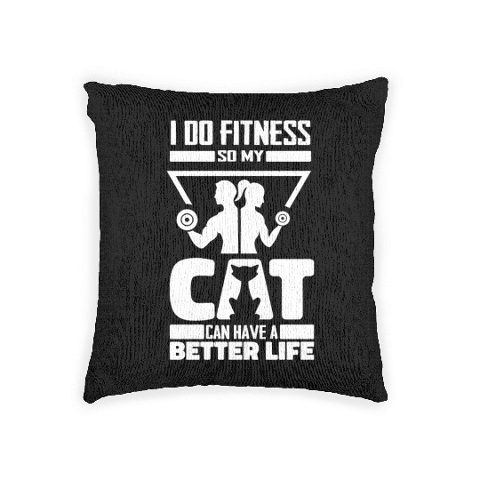 Fitness Workout Gym Cat Woven Pillows