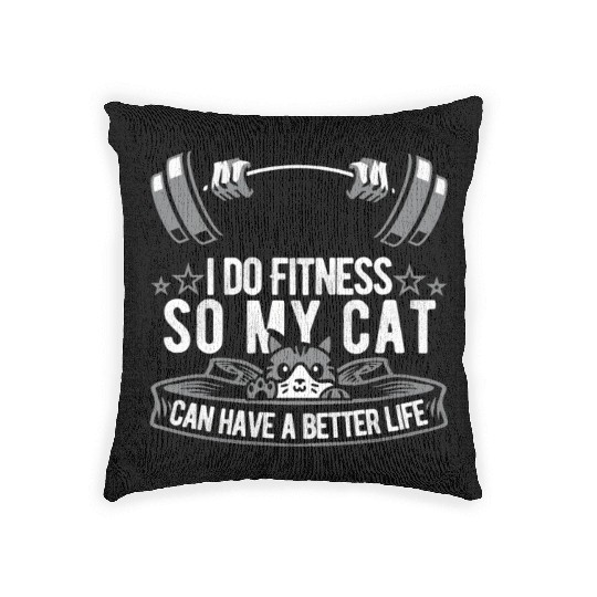 Fitness Workout Gym Cat Woven Pillows