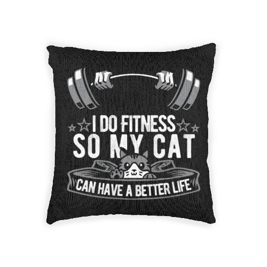 Fitness Workout Gym Cat Woven Pillows