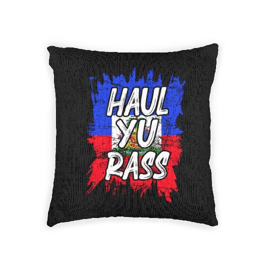 Haul Yu Rass Afro Pride Kriol Haiti Flag Woven Pillows
