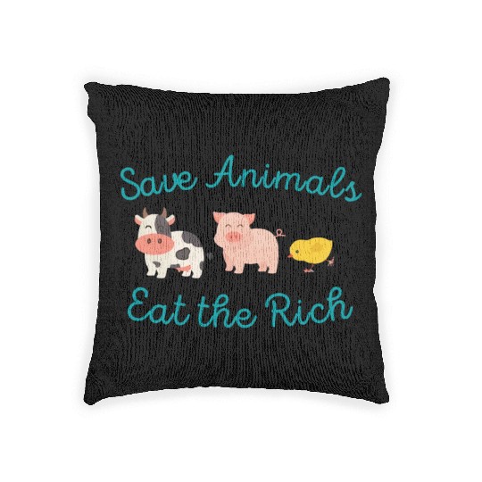 Save Animals Eat the Rich Woven Pillows