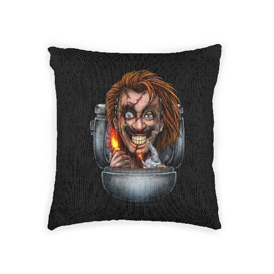 Horror toilet Monster #2 Woven Pillows