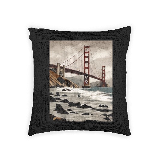 Golden Gate Bridge California Woven Pillows, Golden Gate