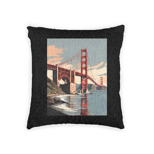 Golden Gate Bridge California Woven Pillows, Golden Gate