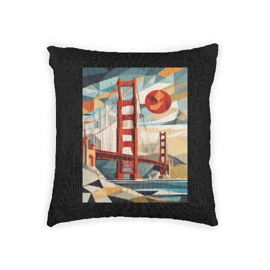 Golden Gate Bridge California Woven Pillows, Golden Gate