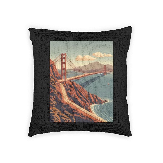 Golden Gate Bridge California Woven Pillows, Golden Gate