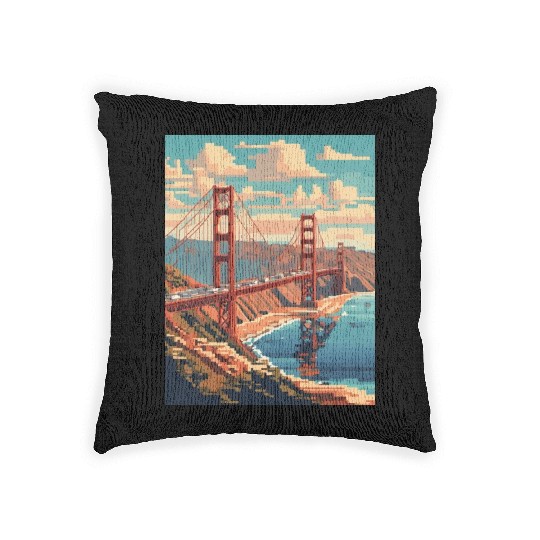 Golden Gate Bridge California Woven Pillows Woven Pillows, Golden