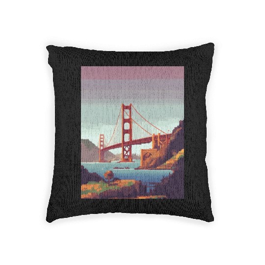 Golden Gate Bridge California Woven Pillows, Golden Gate