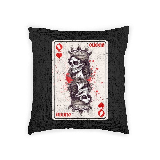 Queen of Hearts Card Game Horror Heart Queen Woven Pillows