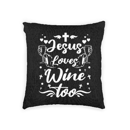 Women Wine lover, Jesus loves wine too Woven Pillows