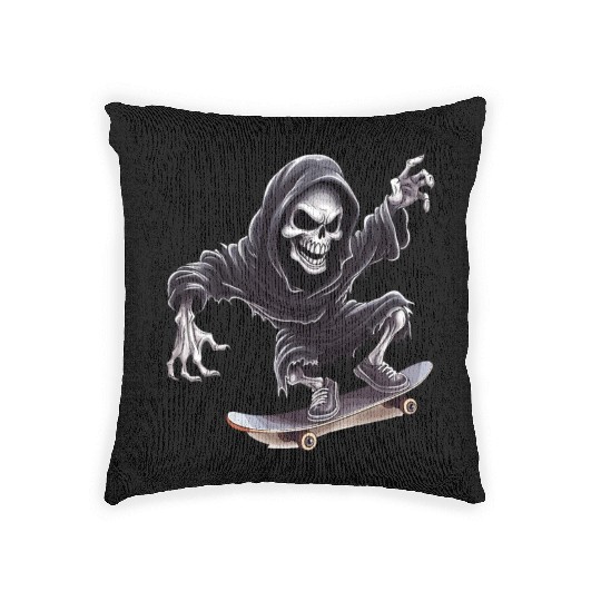 Grim Reaper Shreds the Streets: Skateboarding for Woven Pillows
