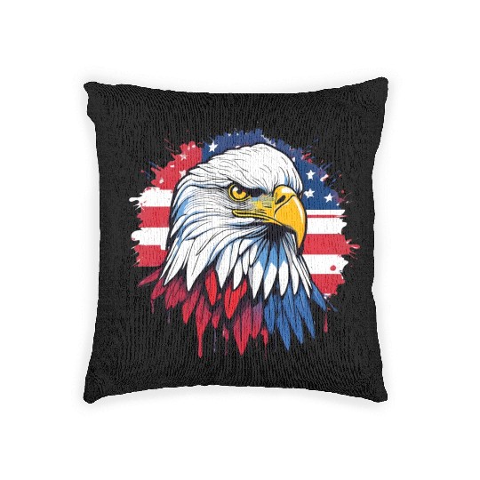 American flag and majestic eagle Woven Pillows