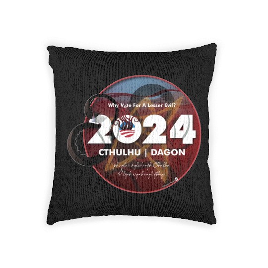 Why vote for a lesser evil? Cthulhu and Dagon 2024 Woven Pillows