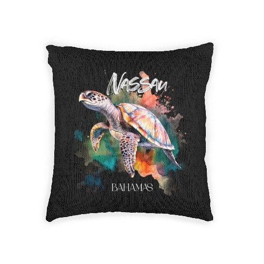 Bahamas Seat Turtle Bahamian Flag Beach Great Shar Woven Pillows