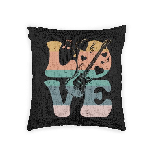 Electric Guitar Guitarist Instrument LOVE Woven Pillows