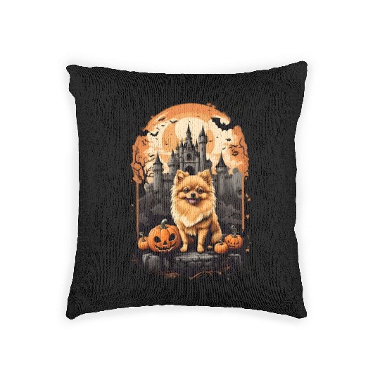 Pomeranian Boo-tiful Halloween Delight Woven Pillows
