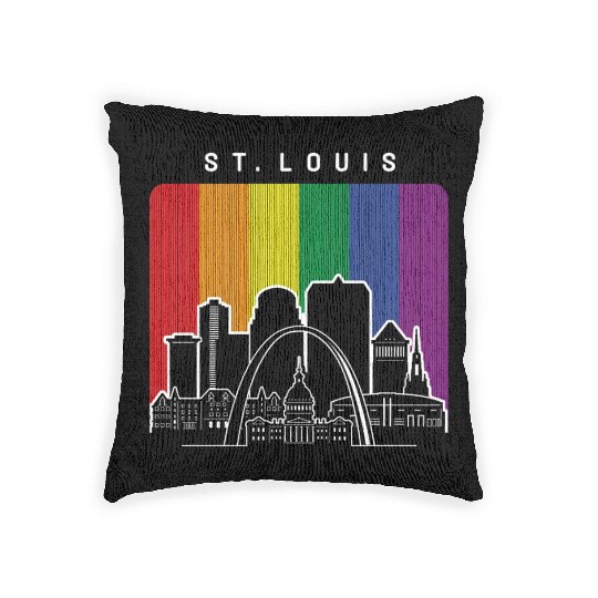St. Louis Missouri Rainbow Flag LGBTQAI Pride Woven Pillows