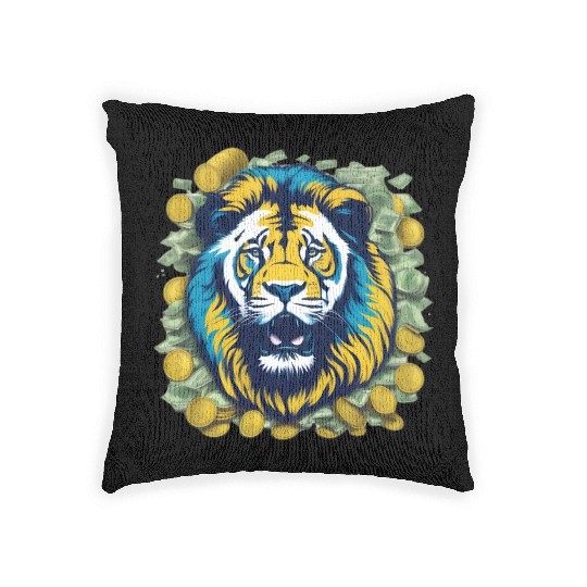 Money Lion Art Woven Pillows