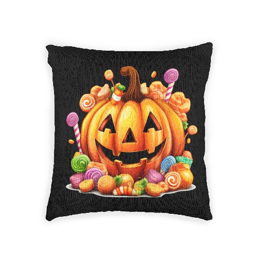 Fun Halloween Sweet Pumpkin Sugar Magic Woven Pillows