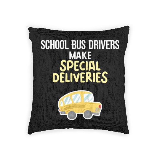 School Bus Drivers Make Special Deliveries Woven Pillows