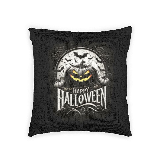 Spooky Pumpkin Night Woven Pillows