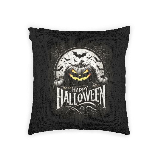 Spooky Pumpkin Night Woven Pillows