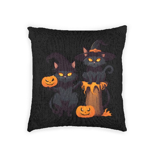 Cat Halloween Woven Pillows