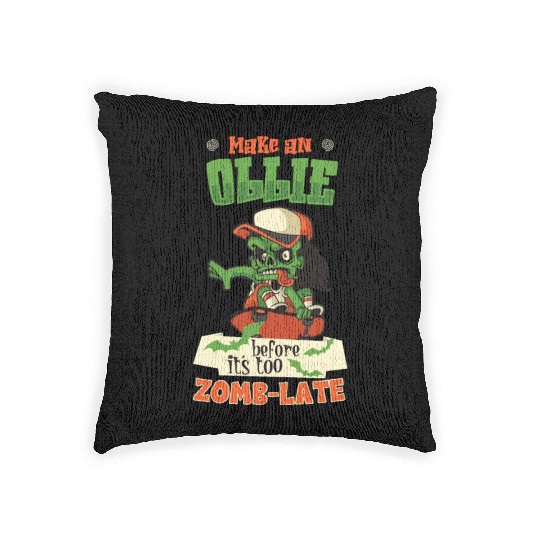 Spooky Horror Skateboarder Halloween Skateboarding Woven Pillows