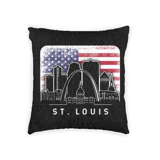 St. Louis Missouri American Flag Vintage Woven Pillows