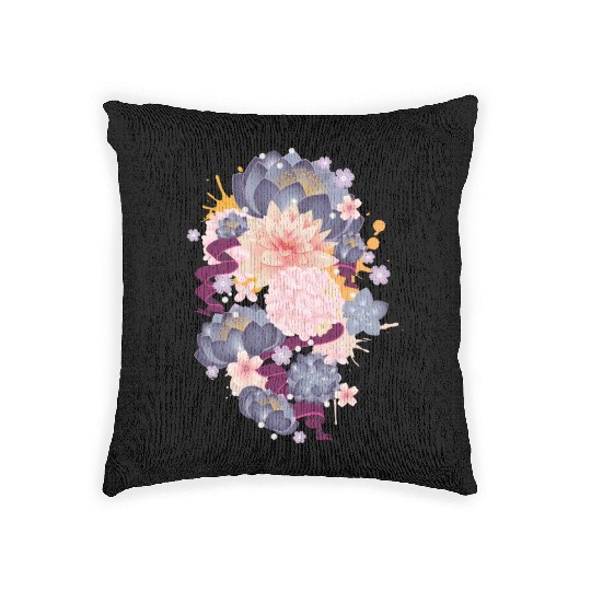 Composition of water lilies, hydrangeas & succulen Woven Pillows