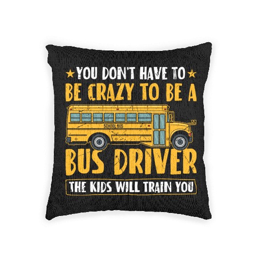 Funny School Bus Driver Woven Pillows