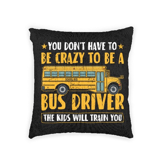 Funny School Bus Driver Woven Pillows
