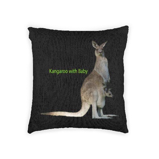 baby with kangaroo Woven Pillows