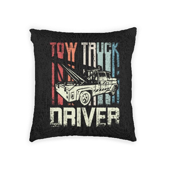 Cool Retro Vintage Tow truck Driver Woven Pillows