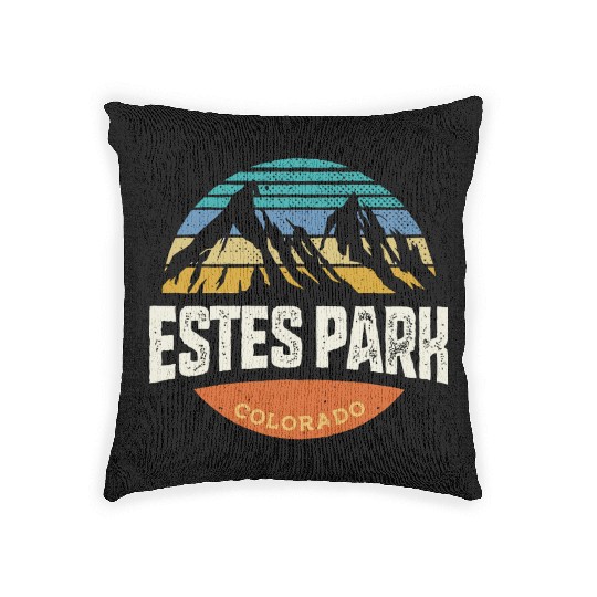 Estes Park Colorado Vintage Mountain Buffalo Woven Pillows