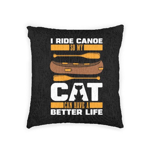 Canoe Canoeing Canoeist Cat Woven Pillows